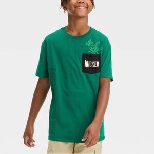 Wicked | Green Pocket Graphic T-Shirt 'Destined To Fly' Musical Merch | Size L
